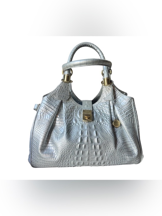 Brahmin Handbags - Brahmin Elisa Silver Croc-Embossed Satchel